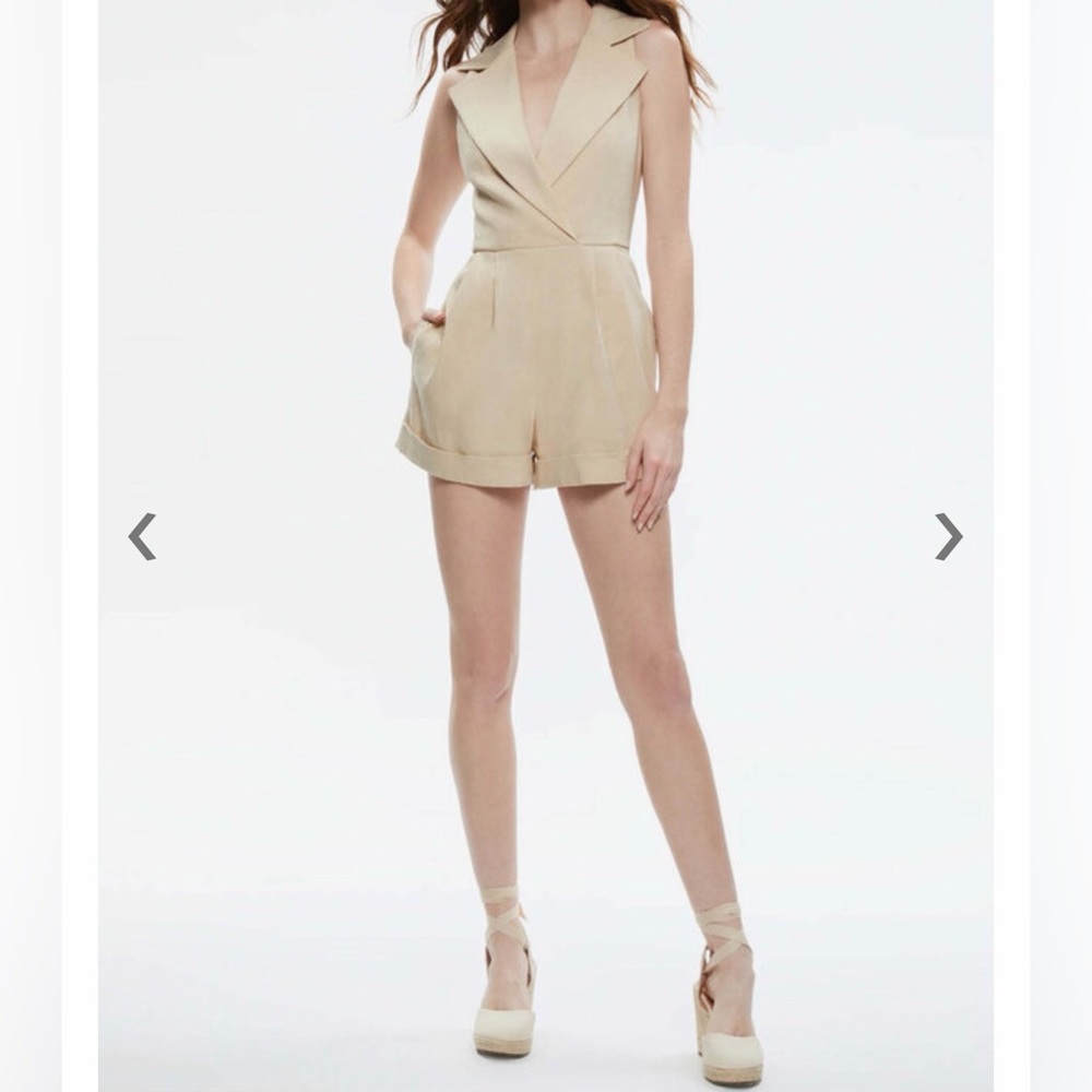 Alice + Olivia khaki linen romper size 8